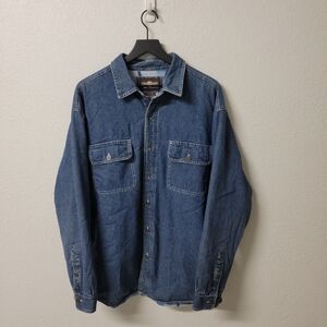 Levi Stauss Plaid Fleece Lined Denim Button Jacket Men's Large